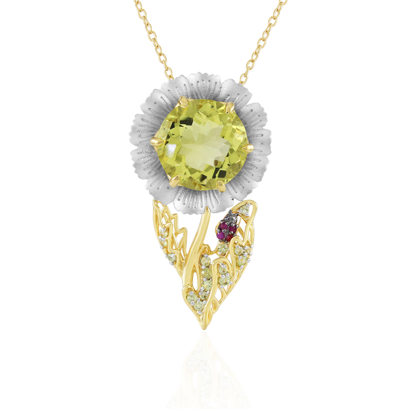 Ouro Verde-Quarz-Silbercollier (Gems en Vogue)