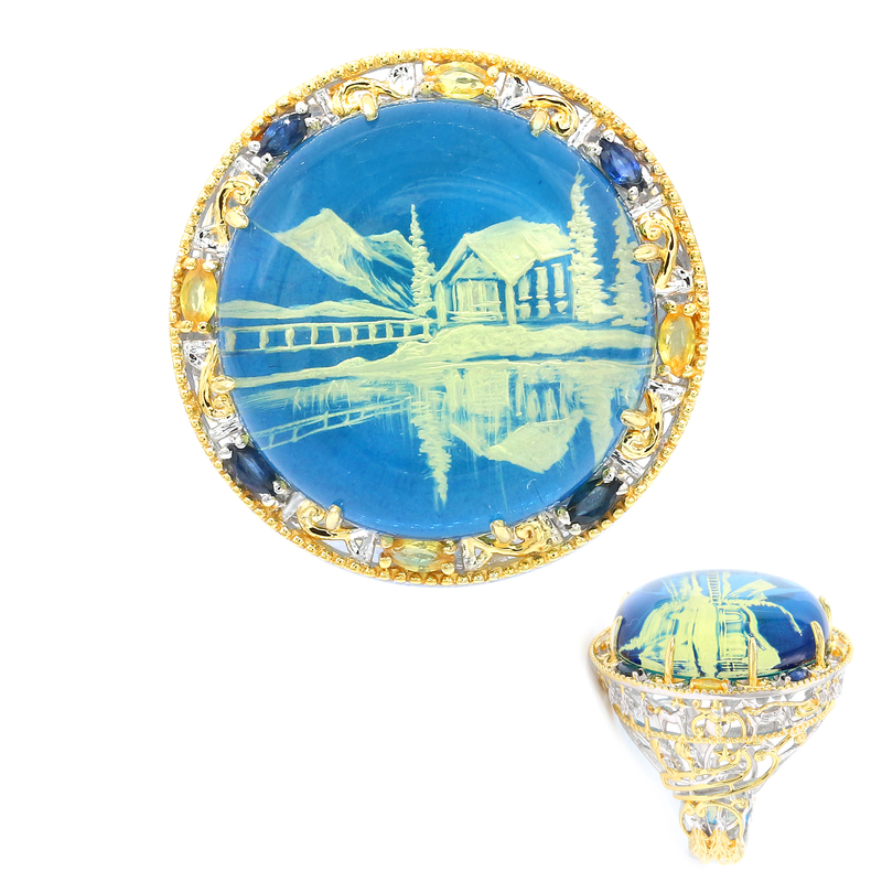 Blauer Bernstein-Silberring (Gems en Vogue)