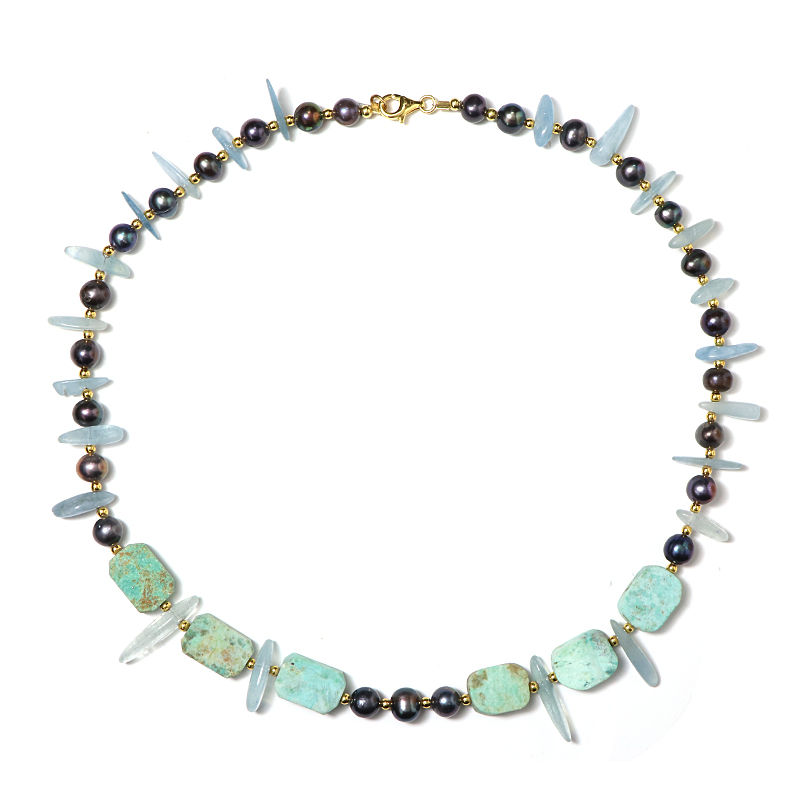 Edelstein-Silberhalskette Edelstein-Silberhalskette