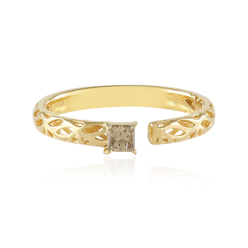 I2 Champagner-Diamant-Silberring (Ornaments by de Melo)