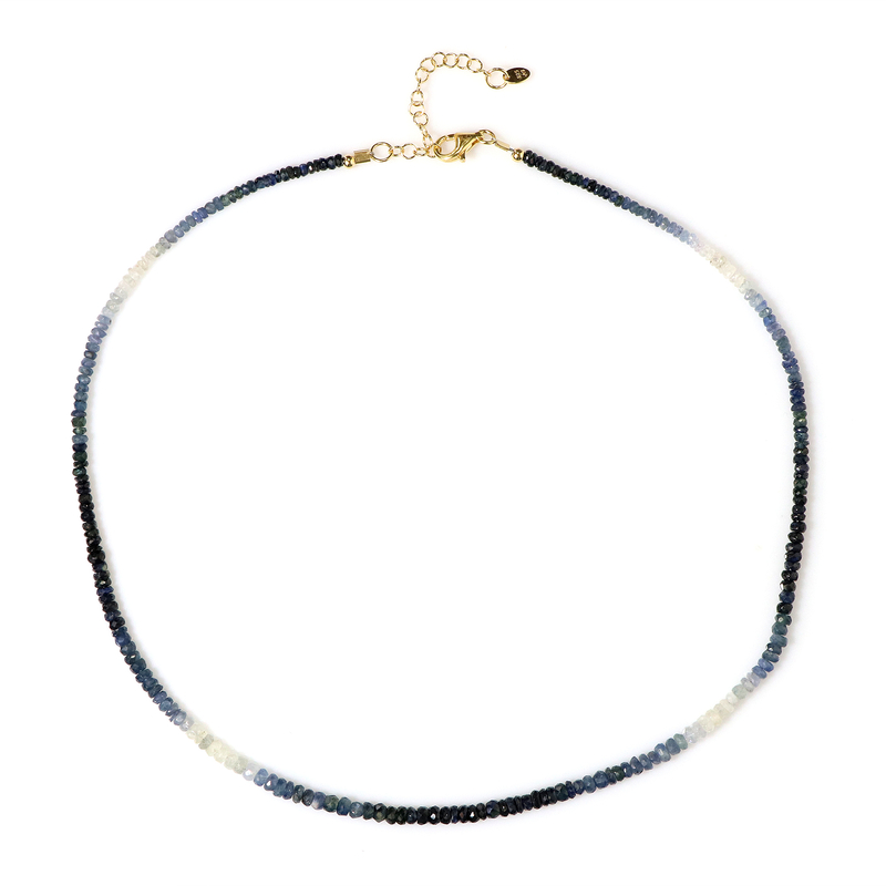 Blauer Saphir-Silberhalskette