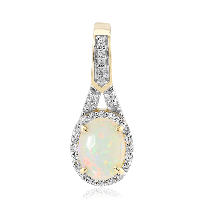 Brasilianischer Weißer Opal-Goldanhänger Brasilianischer Weißer Opal-Goldanhänger