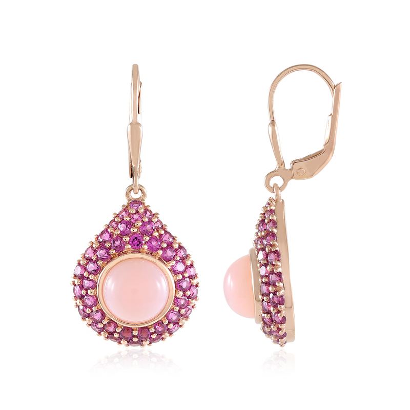 Pinkfarbener Opal-Silberohrringe (KM by Juwelo)