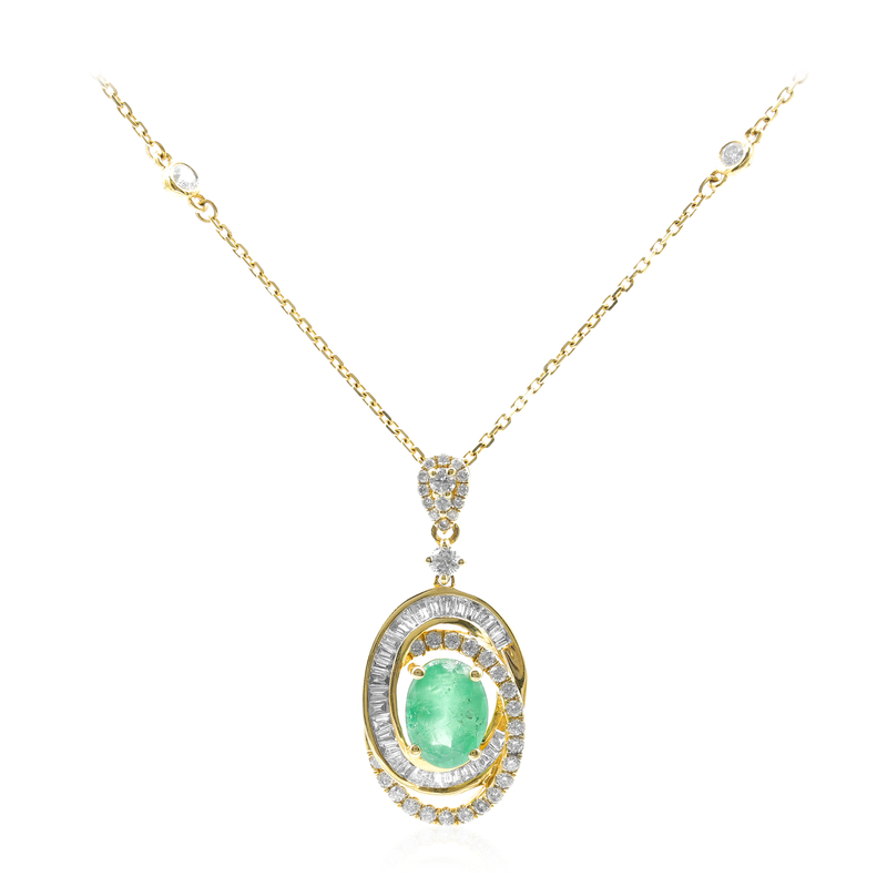 AAA-Sambia-Smaragd-Goldhalskette (CIRARI) AAA-Sambia-Smaragd-Goldhalskette (CIRARI)