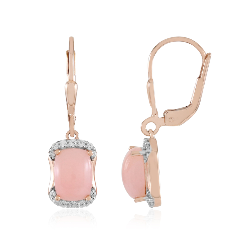 Pinkfarbener Opal-Silberohrringe (Adela Silber)