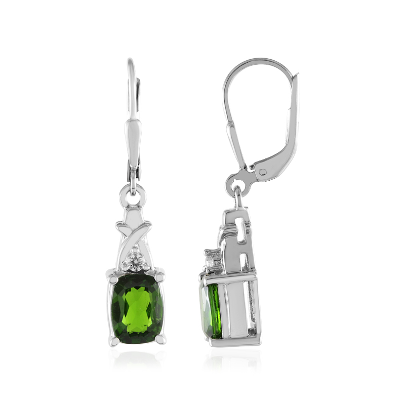 Russischer Diopsid-Silberohrringe Russischer Diopsid-Silberohrringe