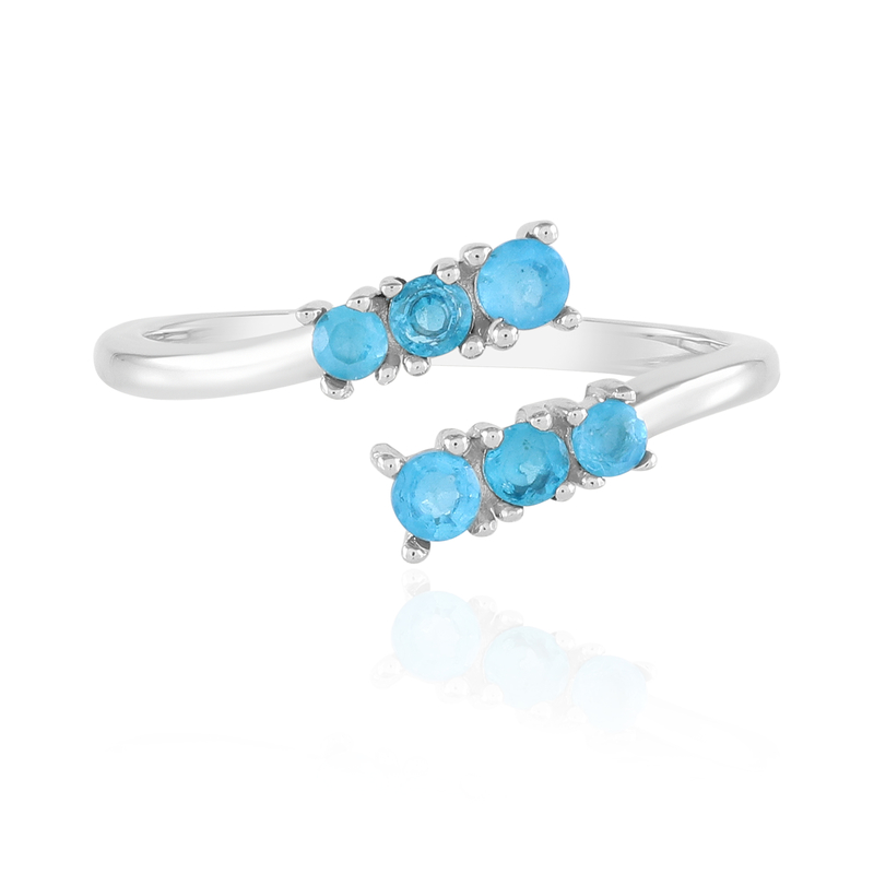 Neonblauer Apatit-Silberring - Farbe: Blau