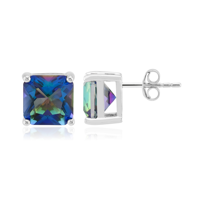 Blauer Mystik-Quarz-Silberohrringe