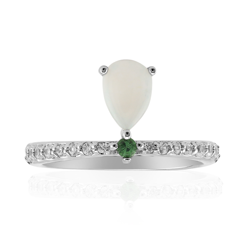 Weißer Opal-Silberring Weißer Opal-Silberring