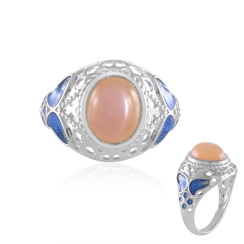 Pfirsich-Mondstein-Silberring (Adela Silber)