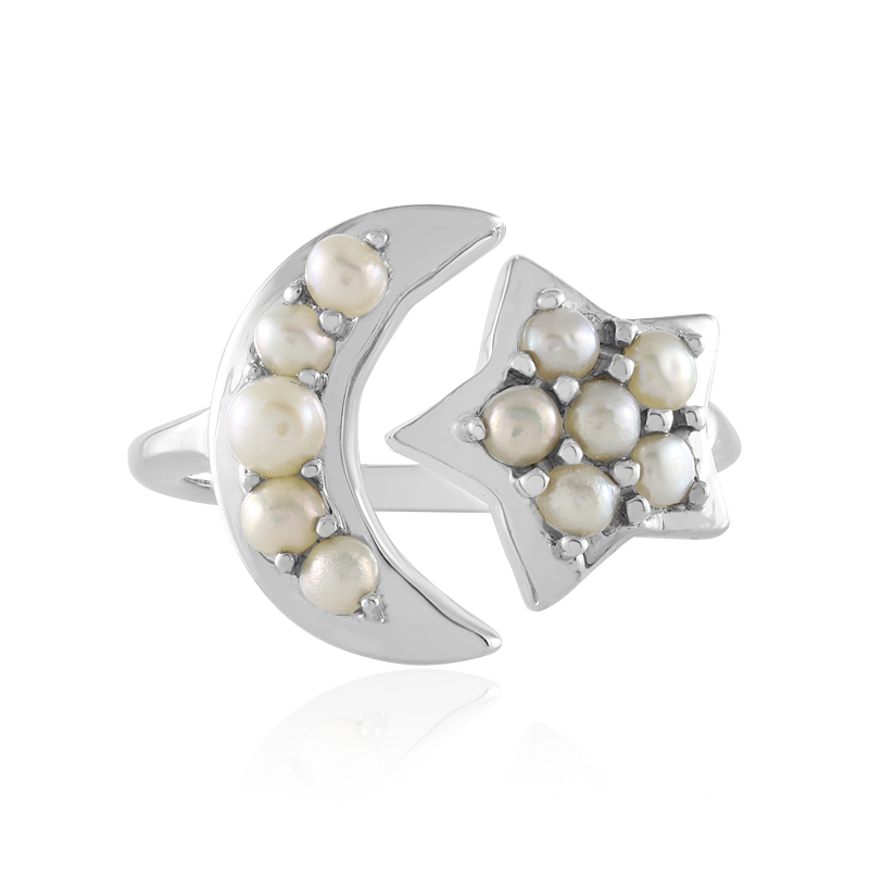 Silberfarbene Süßwasserzuchtperlen-Silberring