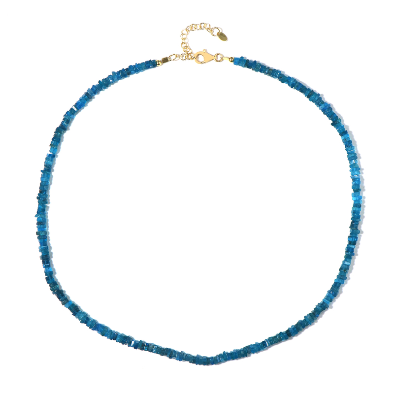 Neonblauer Apatit-Silberhalskette