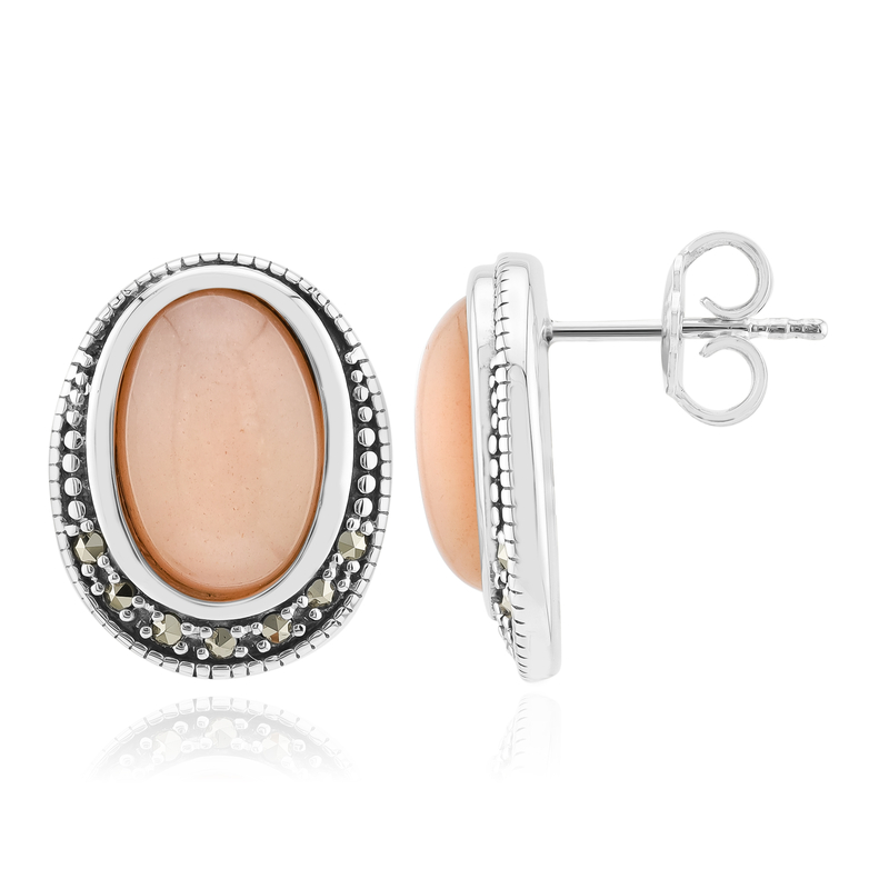 Pfirsich-Mondstein-Silberohrringe (Annette classic) Pfirsich-Mondstein-Silberohrringe (Annette classic)