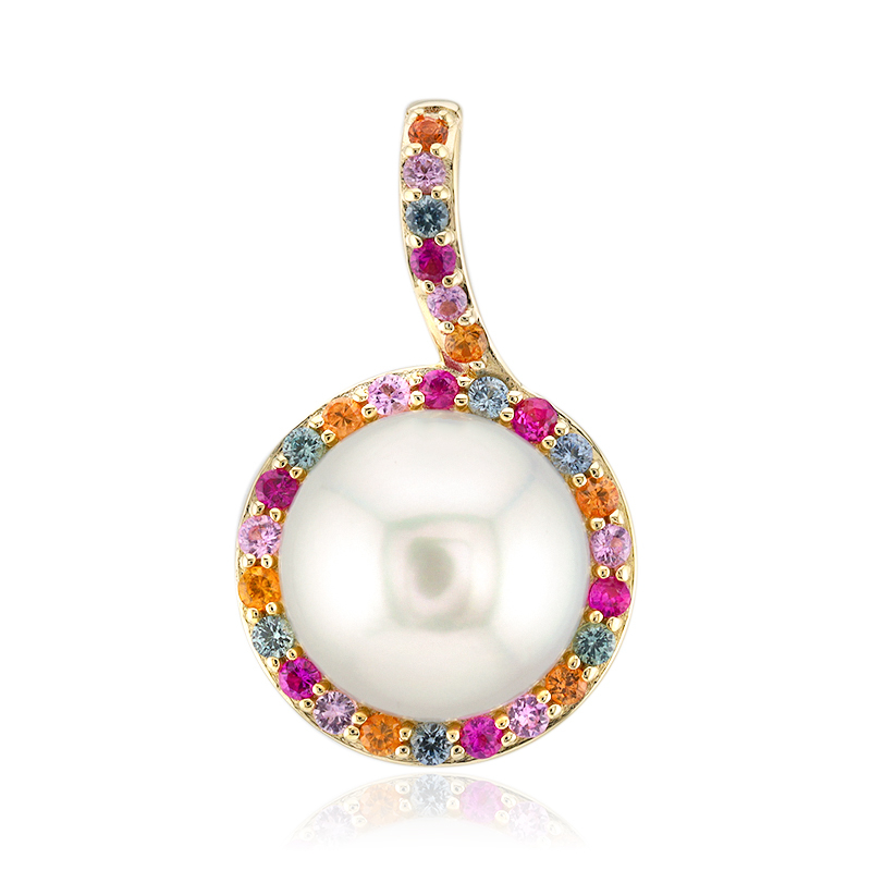 Weiße Südseeperlen-Goldanhänger (Michelle Albala)