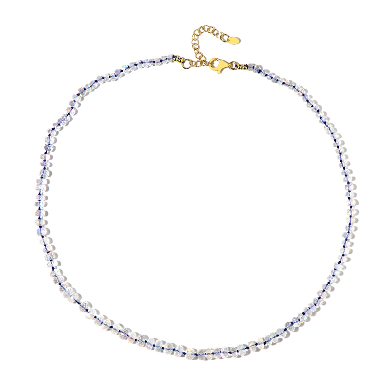 Regenbogen-Mondstein-Silberhalskette (Adela Silber)