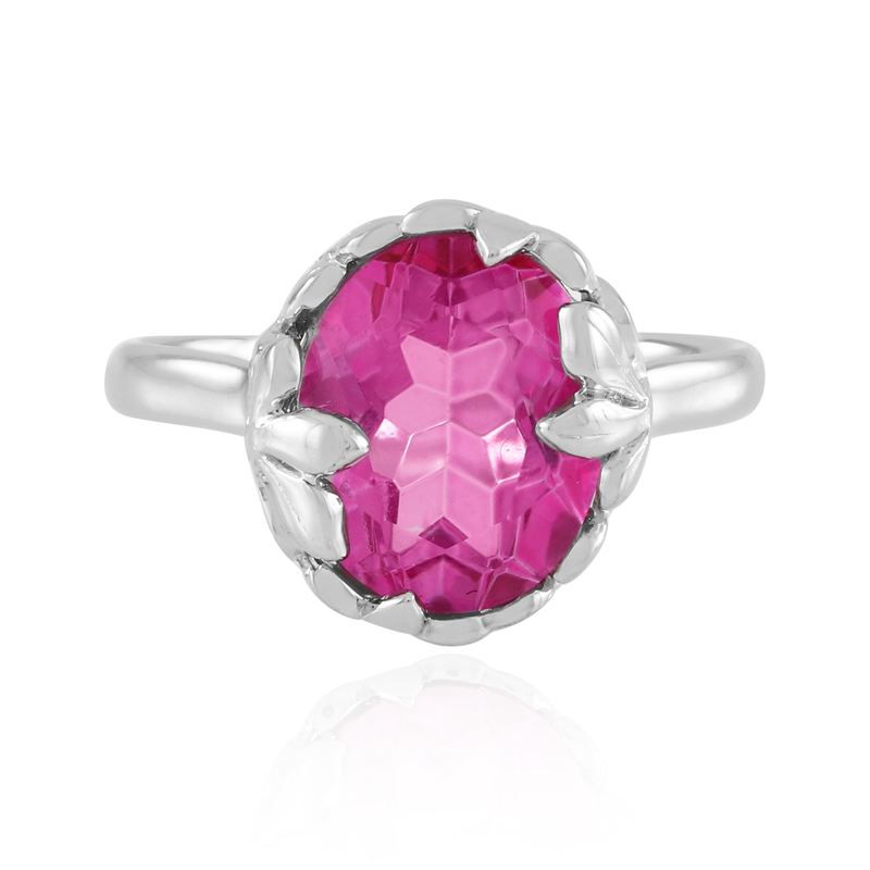 Pinkfarbener Quarz-Silberring