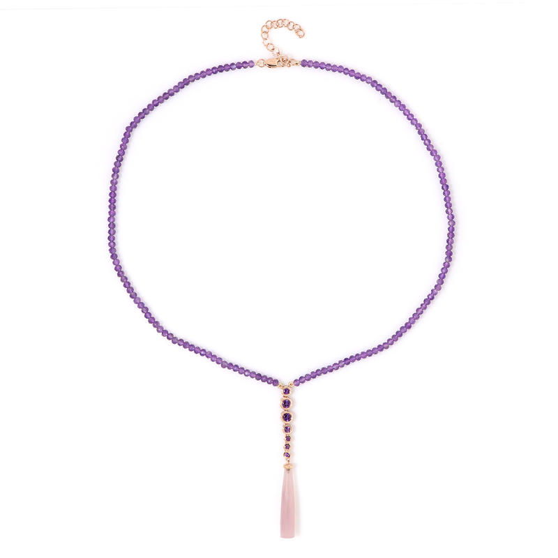 Lavendel-Chalzedon-Silbercollier (KM by Juwelo)