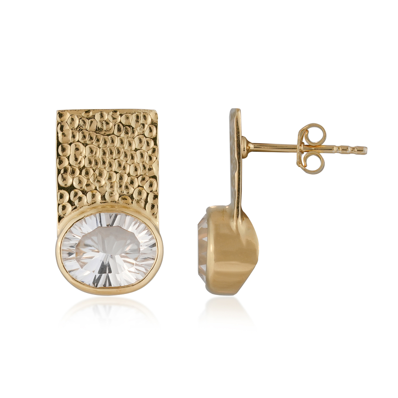 Weißer Quarz-Silberohrringe (MONOSONO COLLECTION)