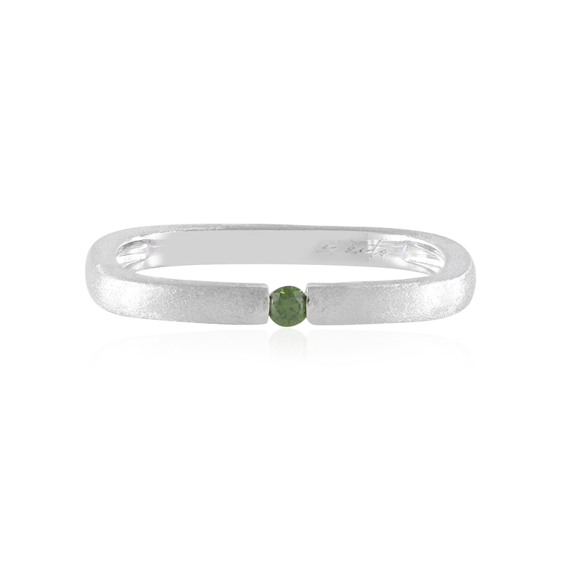 Grüner I2 Brillant-Silberring (de Melo)