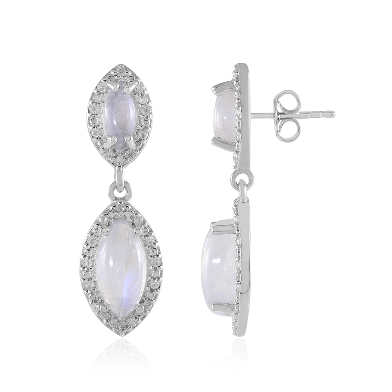 Regenbogen-Mondstein-Silberohrringe Regenbogen-Mondstein-Silberohrringe