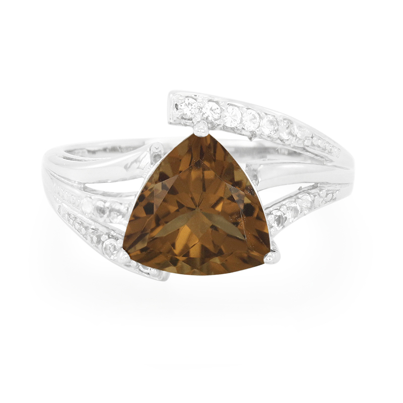 Cognac-Quarz-Silberring