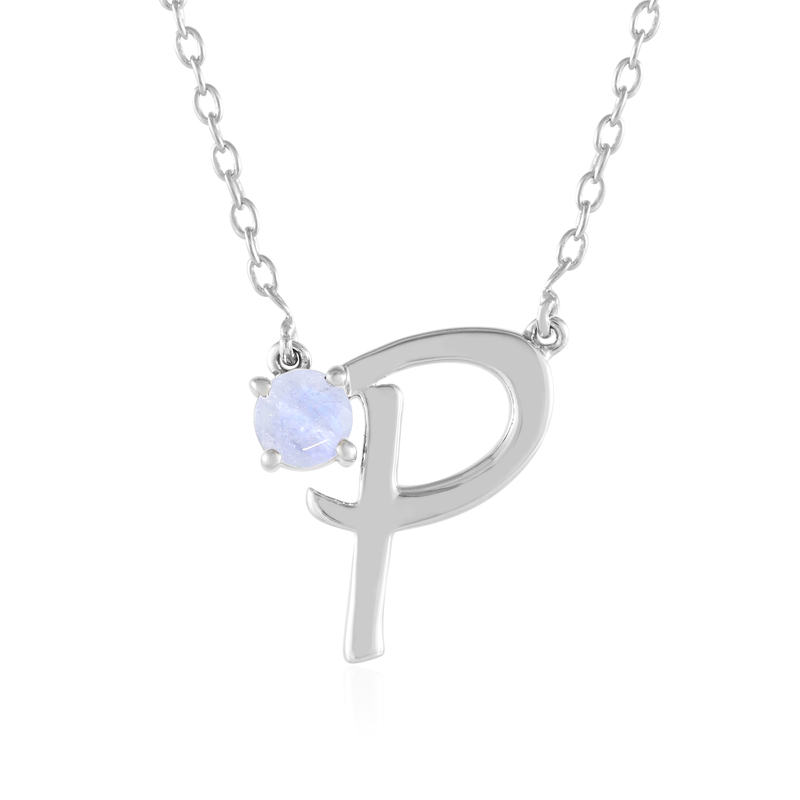 Regenbogen-Mondstein-Silbercollier Regenbogen-Mondstein-Silbercollier