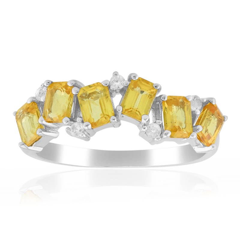 Gelber Ceylon-Saphir-Silberring