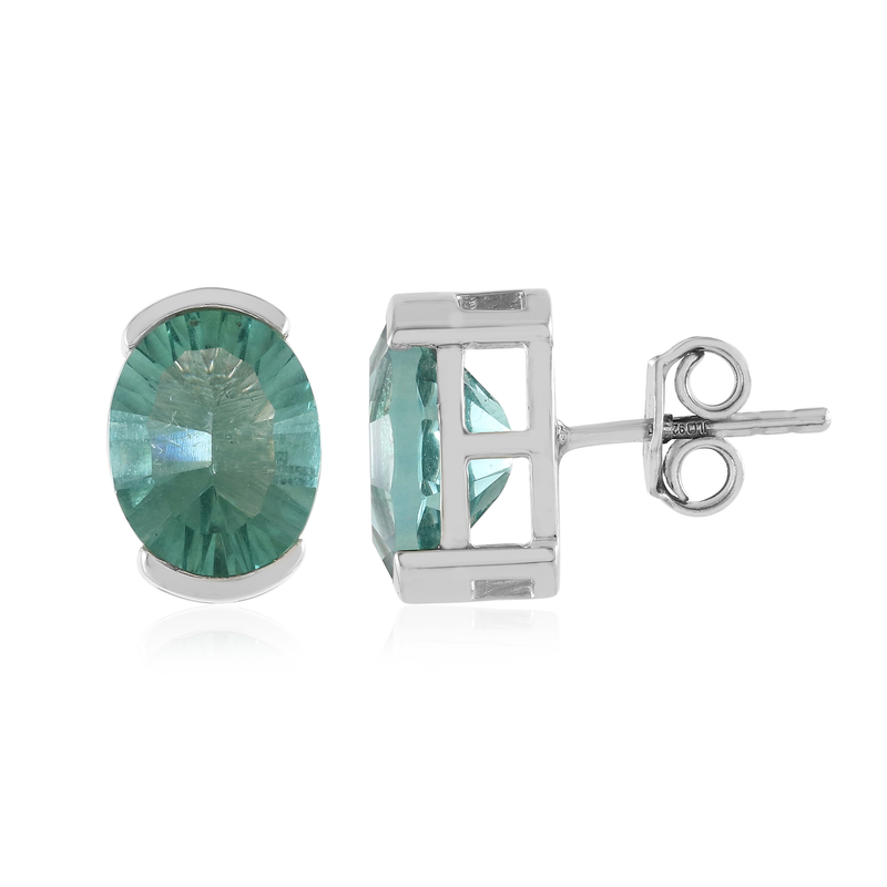 Grüner Fluorit-Silberohrringe Grüner Fluorit-Silberohrringe