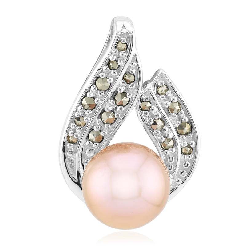 Purpurfarbene Ming-Perlen-Silberanhänger (Annette classic)