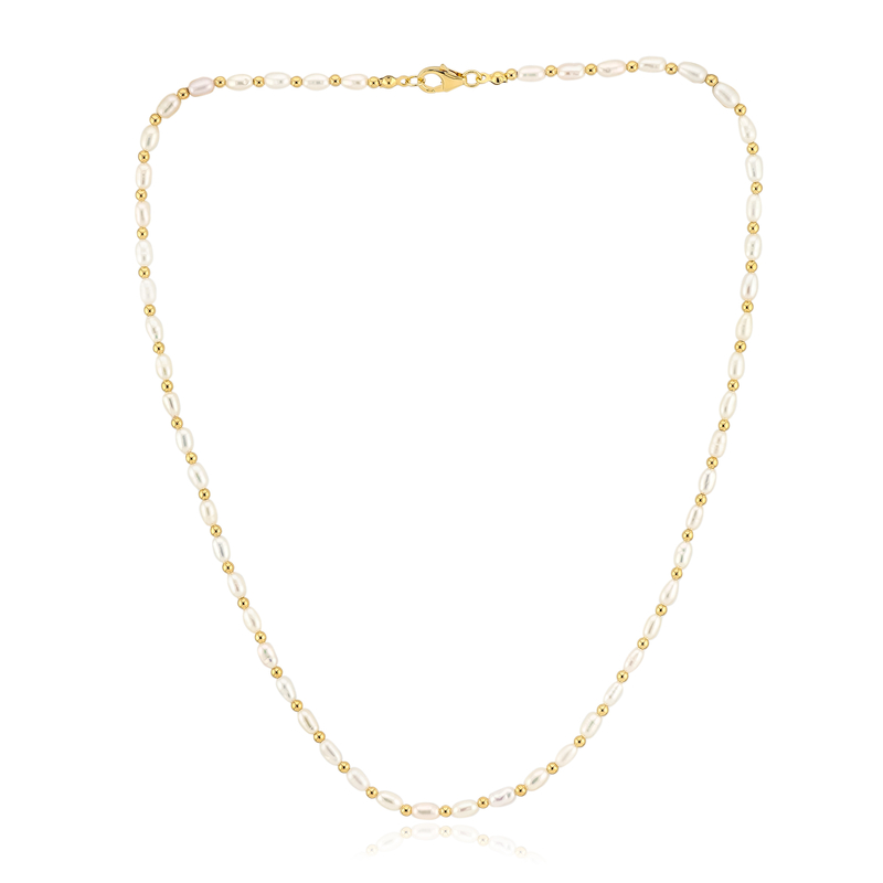 Weiße Süßwasserzuchtperlen-Silberhalskette Weiße Süßwasserzuchtperlen-Silberhalskette