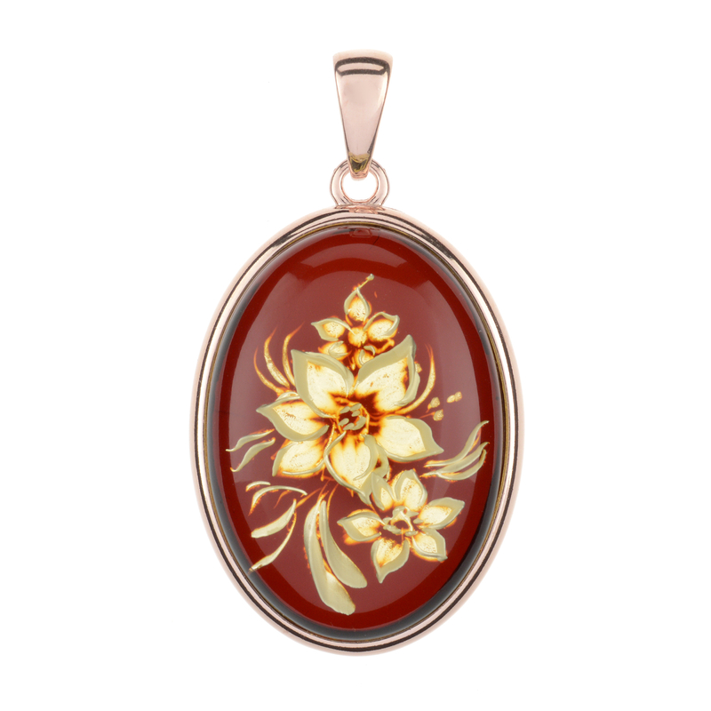 Baltischer Kirsch-Bernstein-Silberanhänger (dagen)