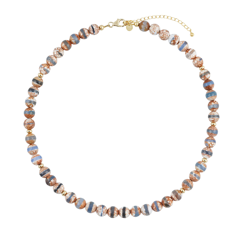 Mongolischer Achat-Silberhalskette Mongolischer Achat-Silberhalskette