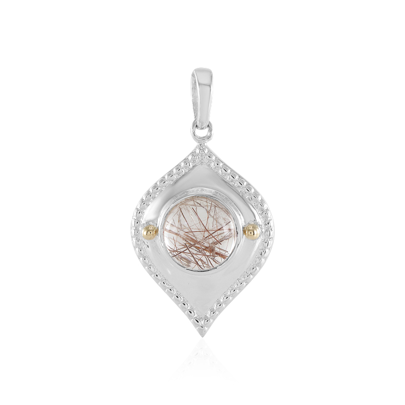 Kupferfarbener Rutilquarz-Silberanhänger mit Gold (Granulieren)