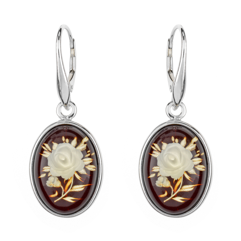 Baltischer Kirsch-Bernstein-Silberohrringe (dagen)