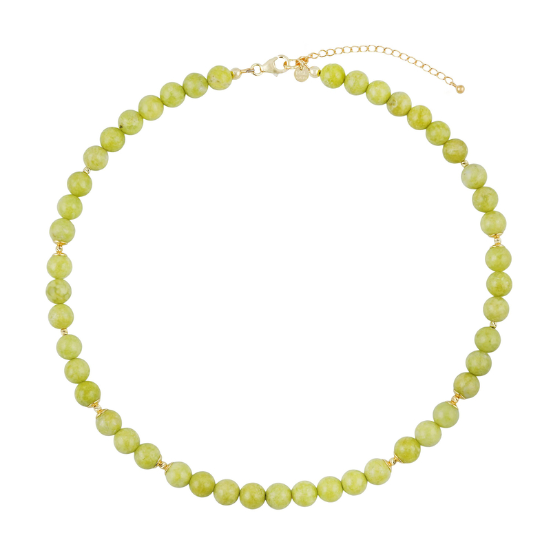 Pistazien-Opal -Silberhalskette