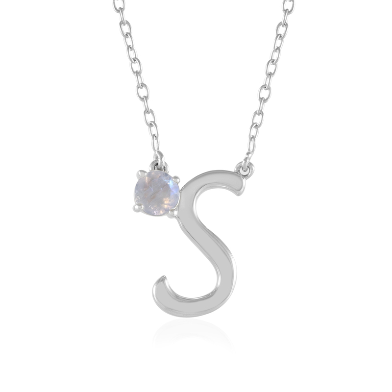 Regenbogen-Mondstein-Silbercollier