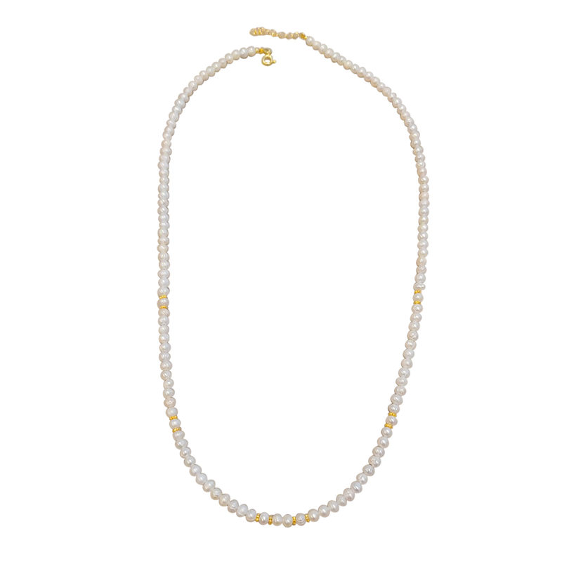 Weiße Süßwasserzuchtperlen-Silberhalskette