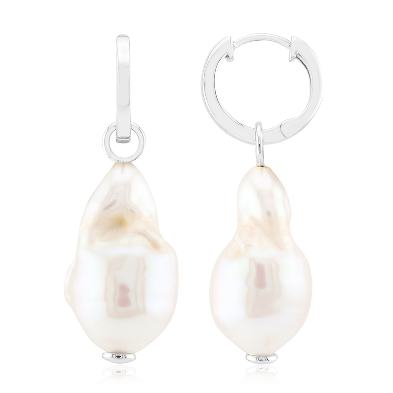Weiße Süßwasserzuchtperlen-Silberohrringe (TPC)