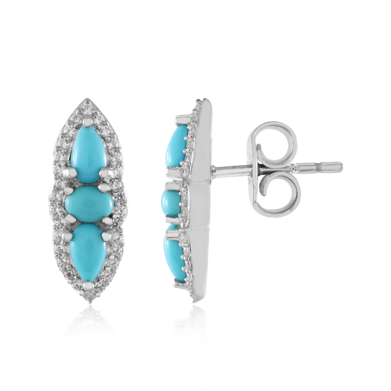 Sleeping Beauty-Türkis-Silberohrringe