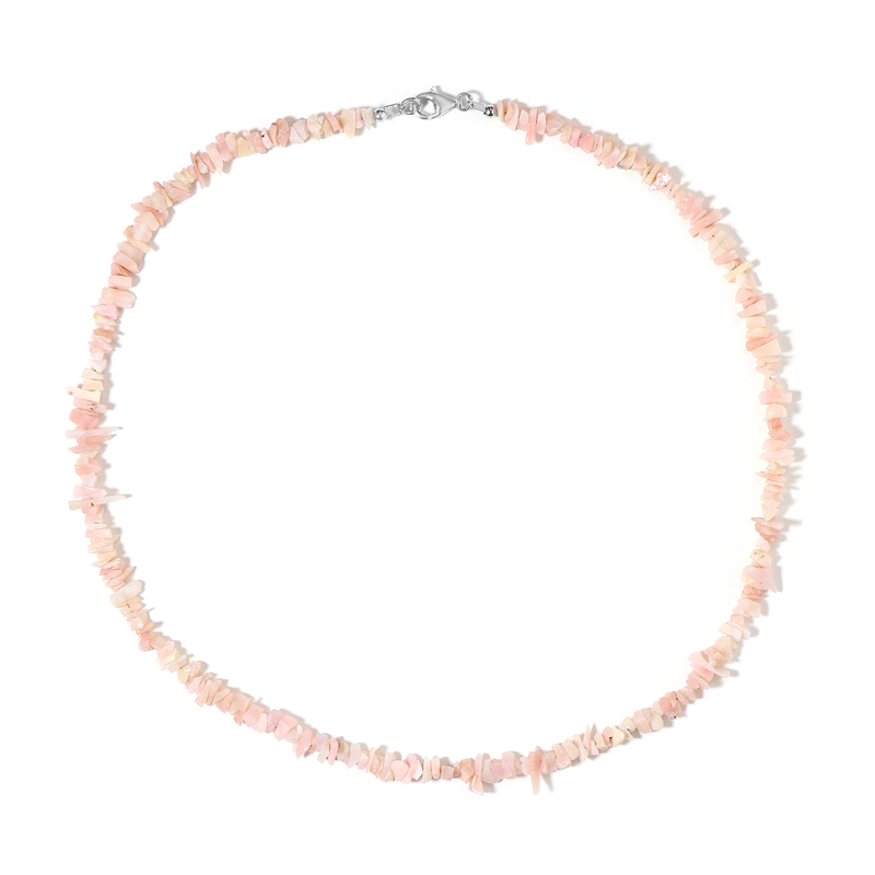 Pinkfarbener Opal-Silberhalskette