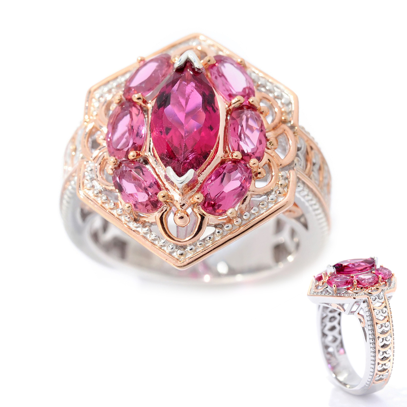 Brasilianischer Pinkfarbener Turmalin-Silberring (Gems en Vogue)