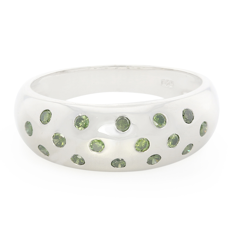 Smaragdgrüner Brillant-Silberring