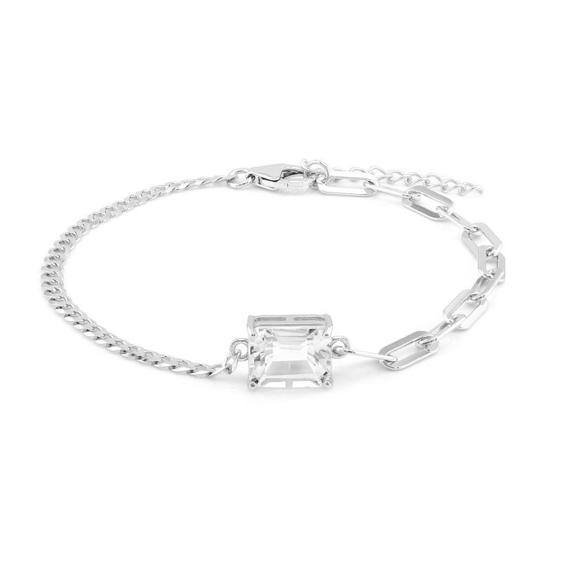 Weißer Topas-Silberarmband