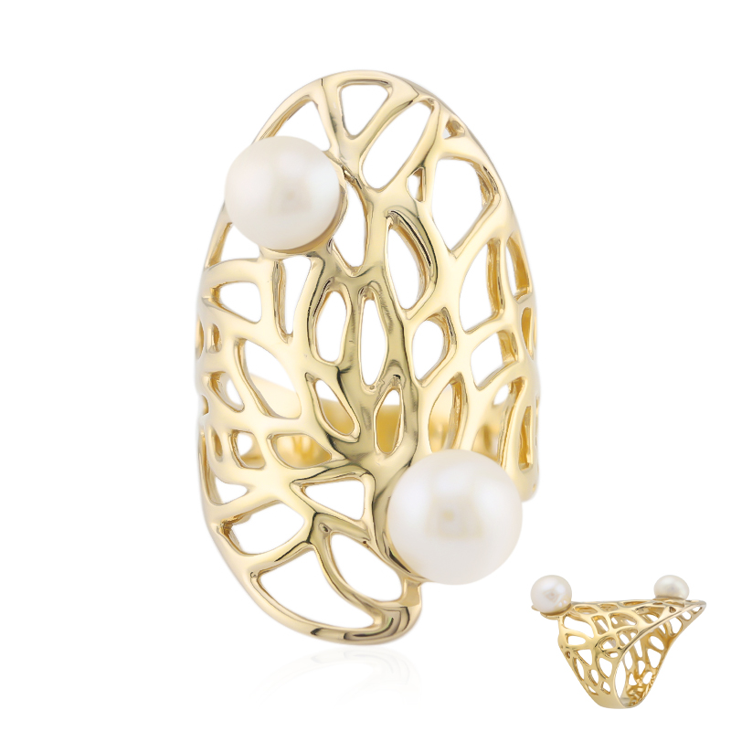 Weiße Süßwasserzuchtperlen-Silberring (TPC)