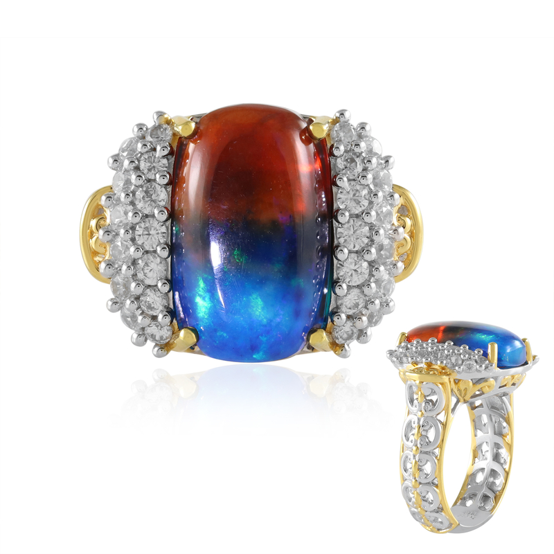 Äthiopischer Mehrfarbiger Opal-Silberring (Gems en Vogue)