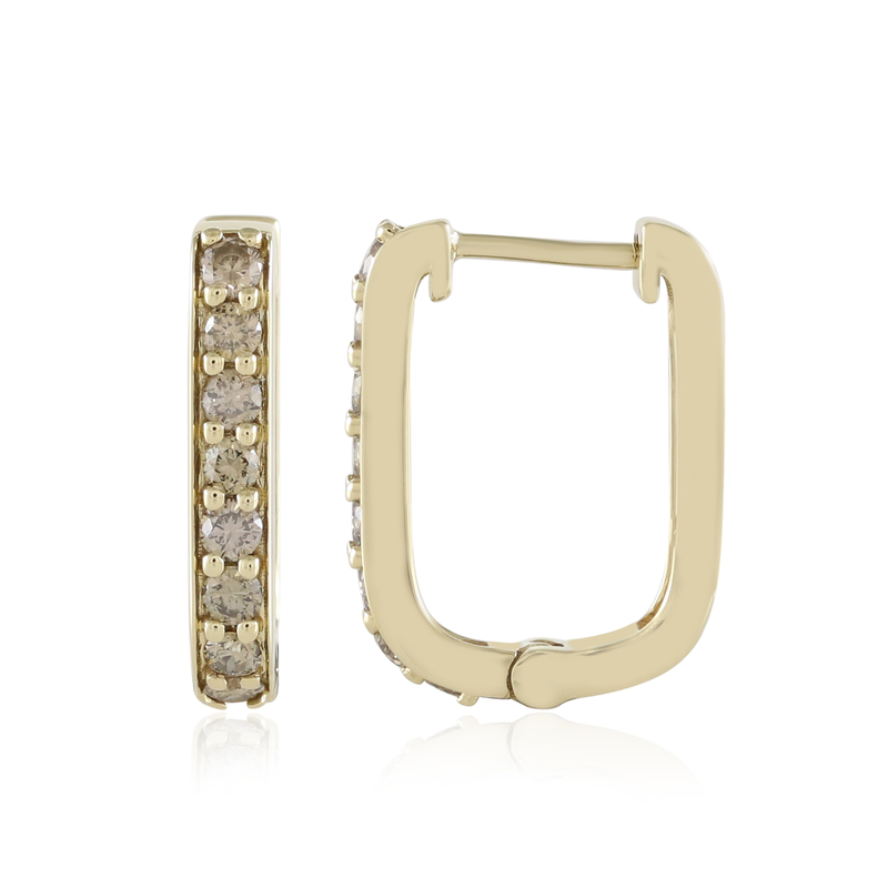 SI1 Champagner-Brillant-Goldohrringe SI1 Champagner-Brillant-Goldohrringe