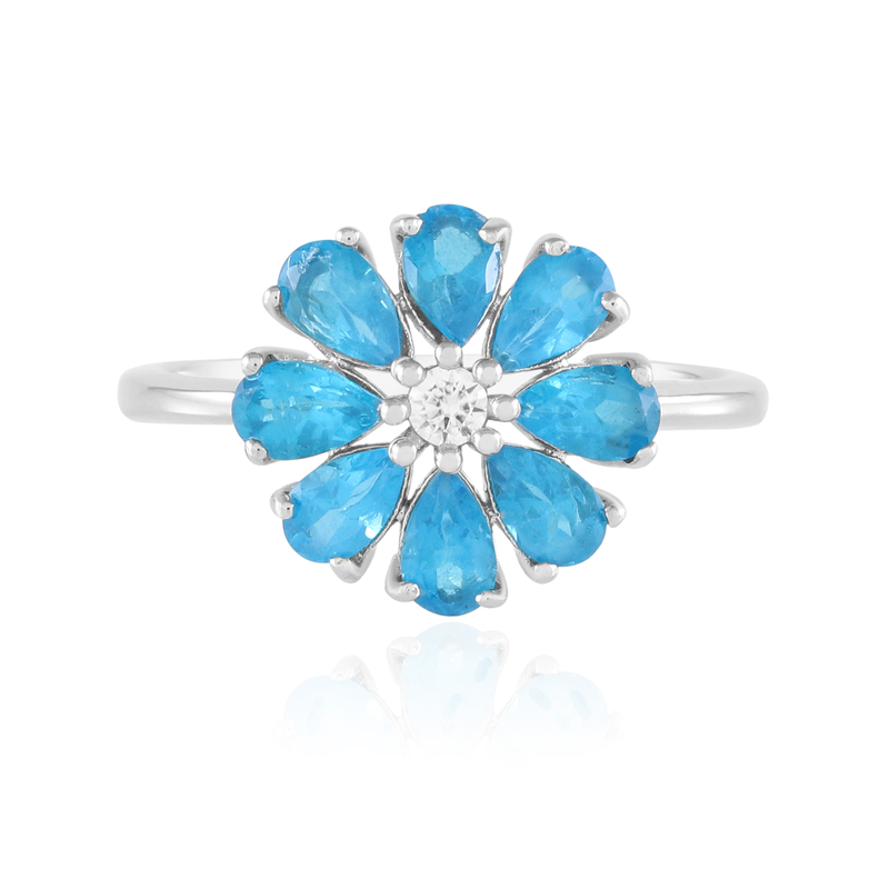 Neonblauer Apatit-Silberring