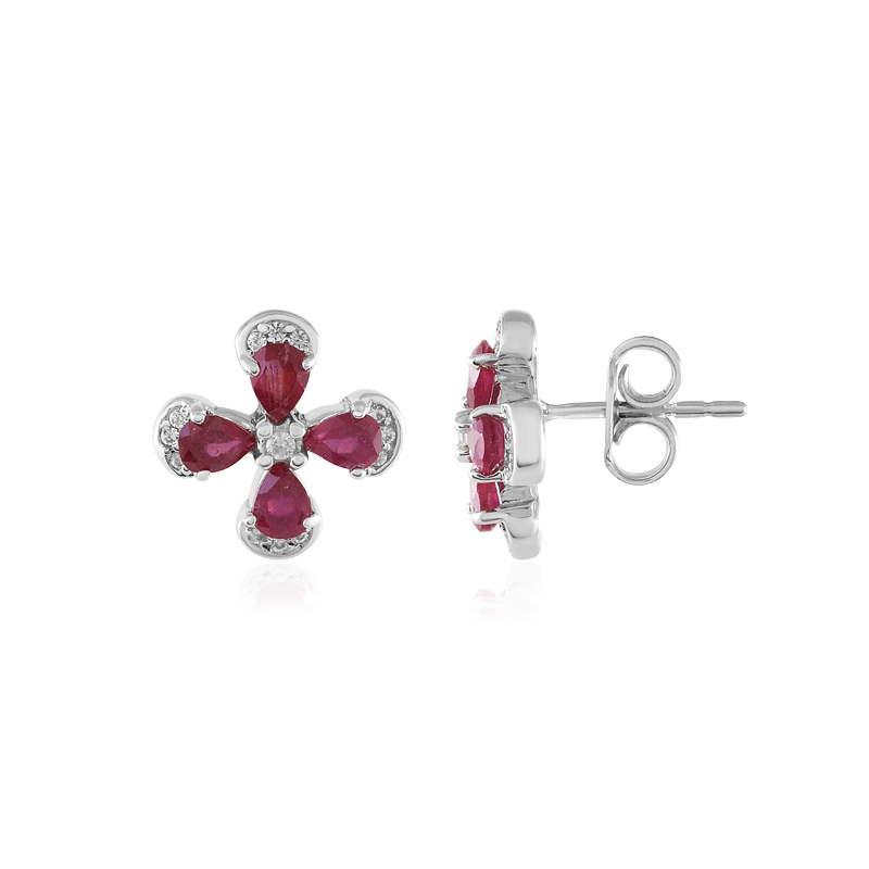 Madagaskar-Rubin-Silberohrringe