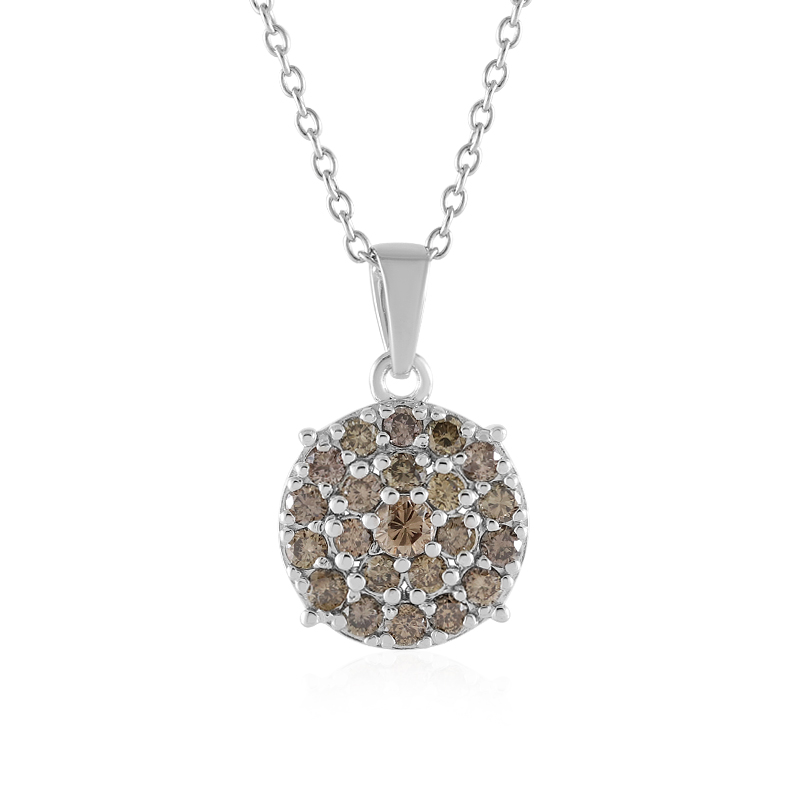 I2 Schokoladen-Brillant-Silberhalskette