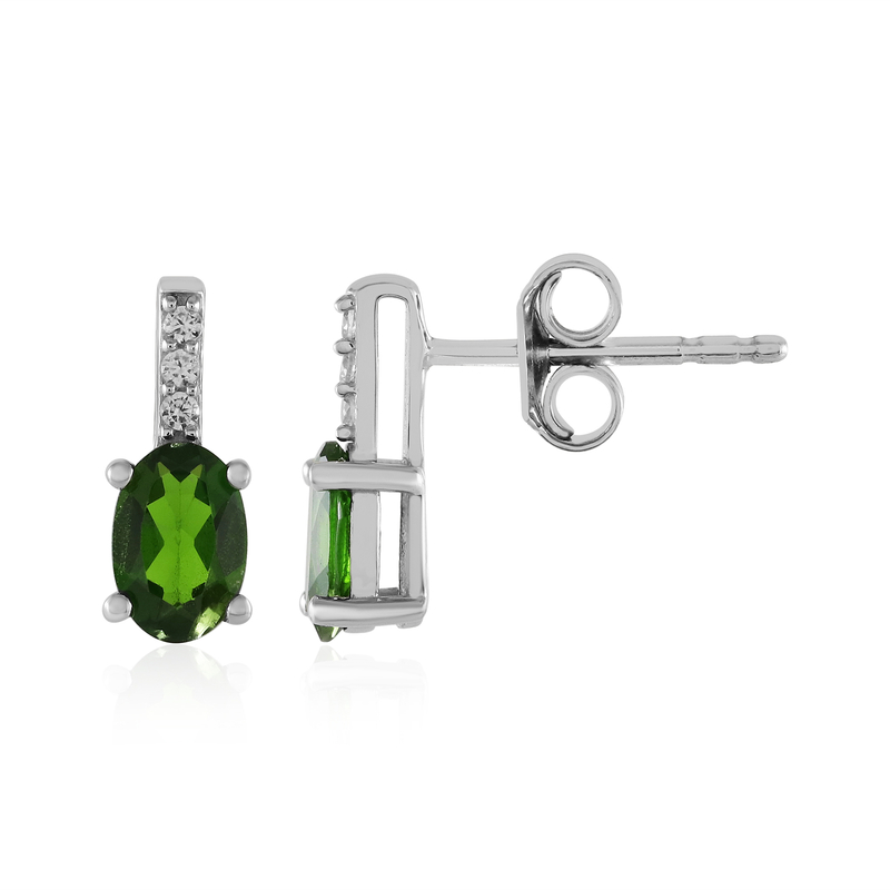 Russischer Diopsid-Silberohrringe
